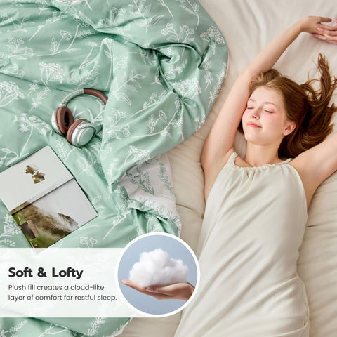 Joiedomi queen pillow shams matching floral print for a coordinated look.