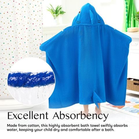 Joiedomi Shark Hooded Towel in bright colors ideal for bath and beach outings.
