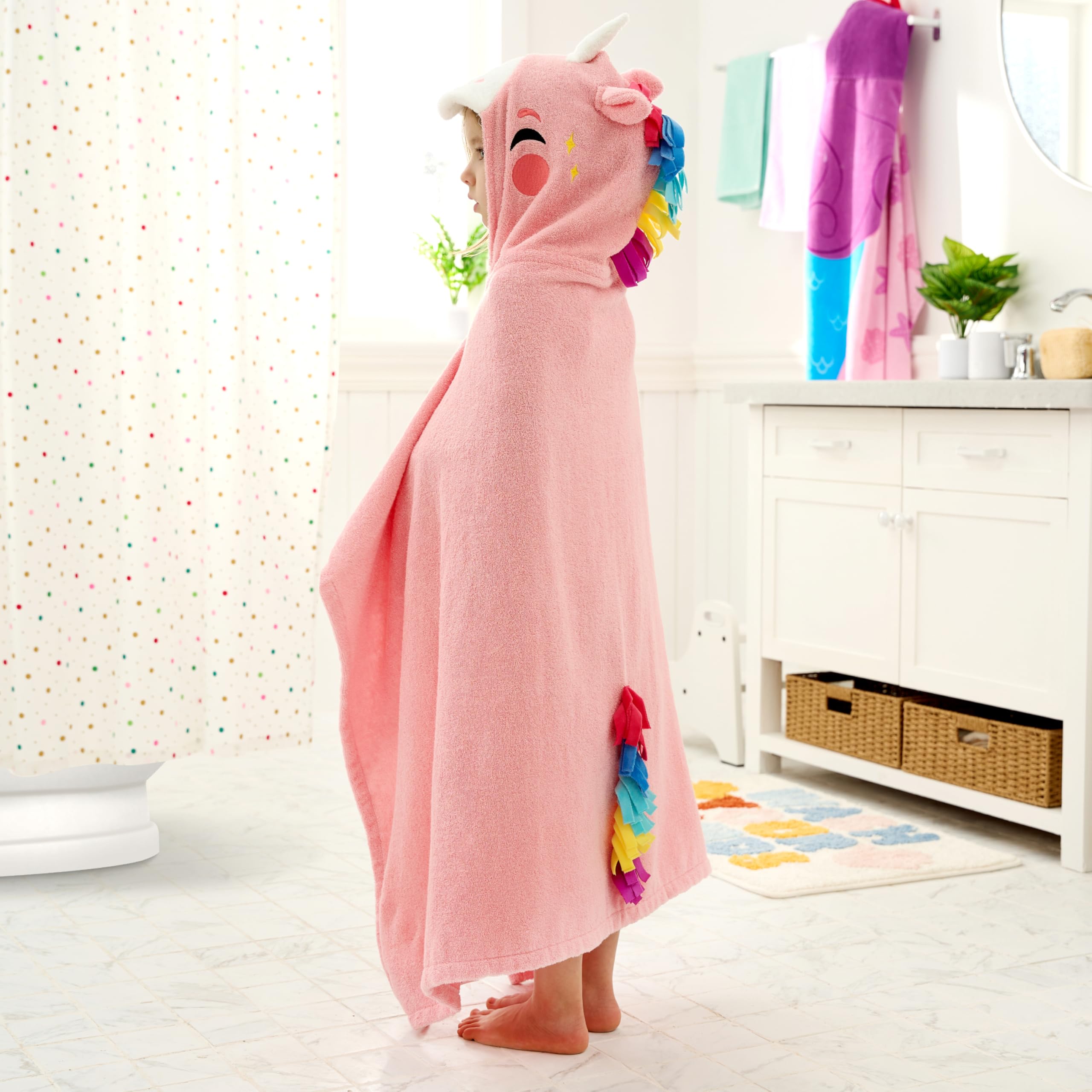 Joiedomi unicorn hooded towel 30x50 inches; ideal for bath, pool, and beach.