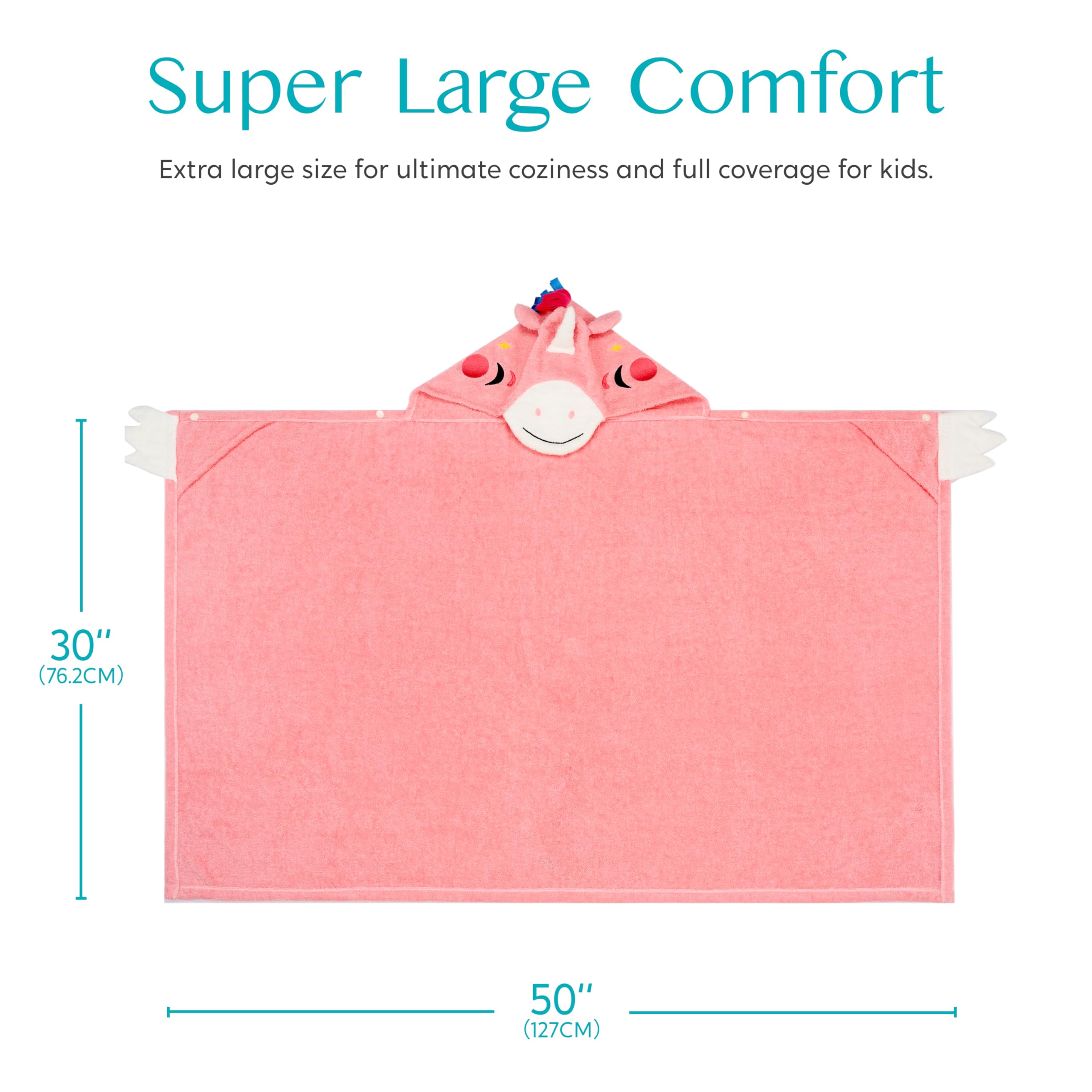 Joiedomi unicorn hooded towel machine washable for easy care.