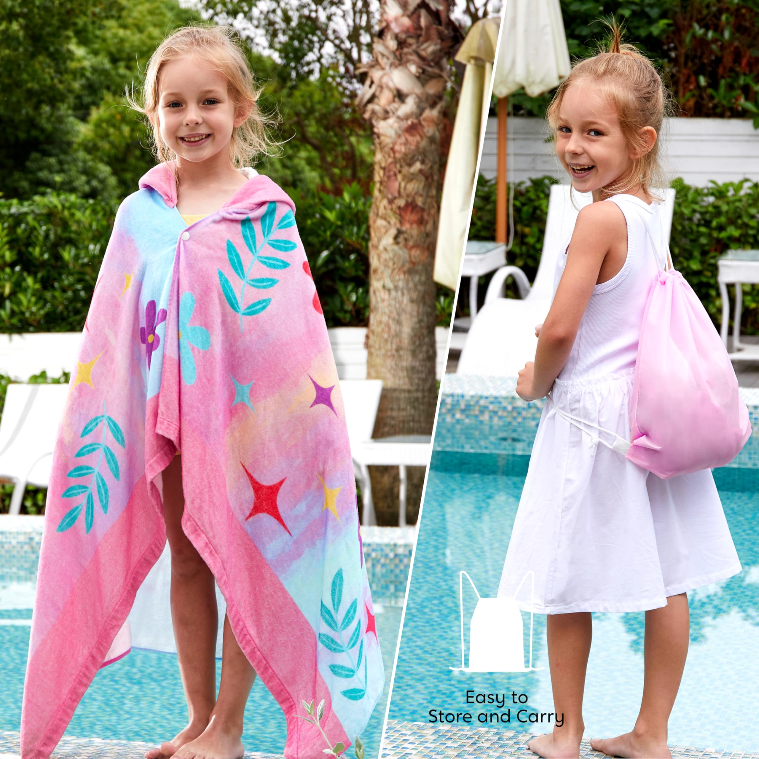 Joiedomi Unicorn Hooded Towel soft cotton fabric for gentle drying.