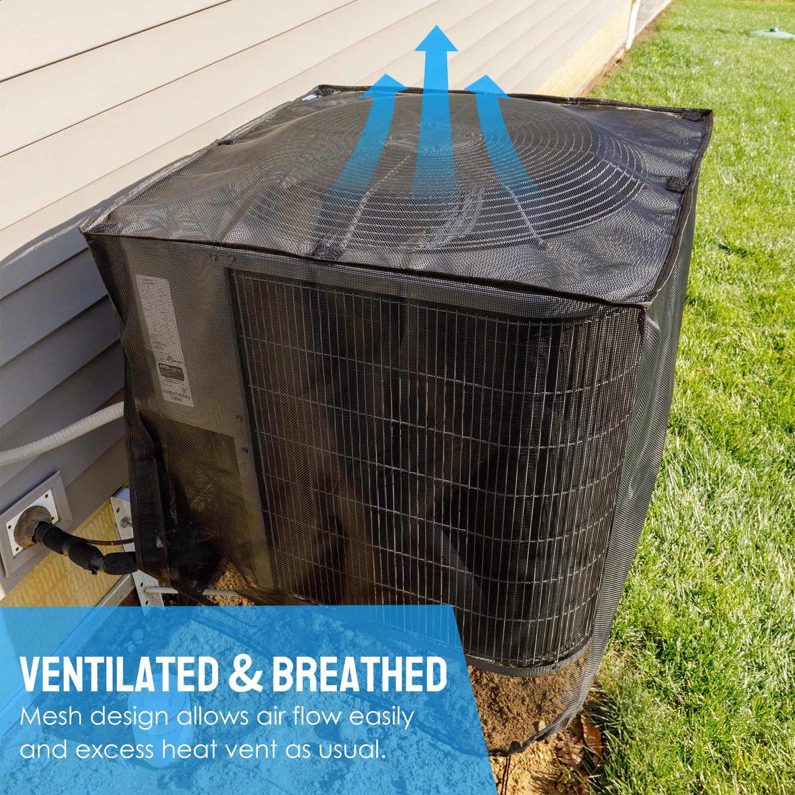 Joiish air conditioner cover breathable mesh exterior enables airflow around the unit.