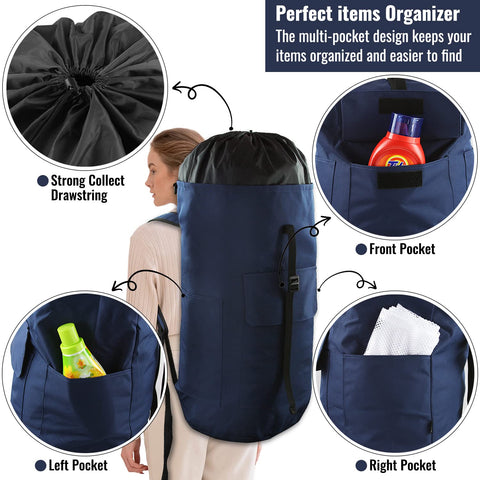 JOINPRO outer pockets for detergent, keys, and cards help keep essentials organized.