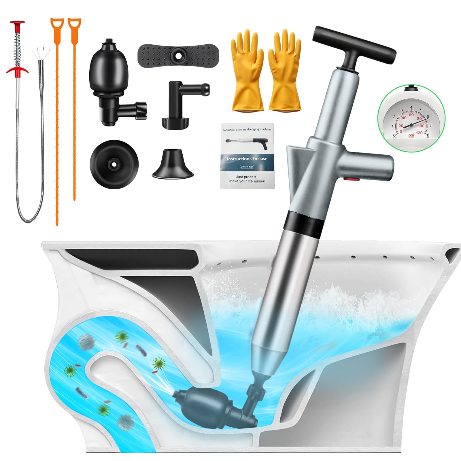 jojnawa high pressure toilet plunger packaged for home use