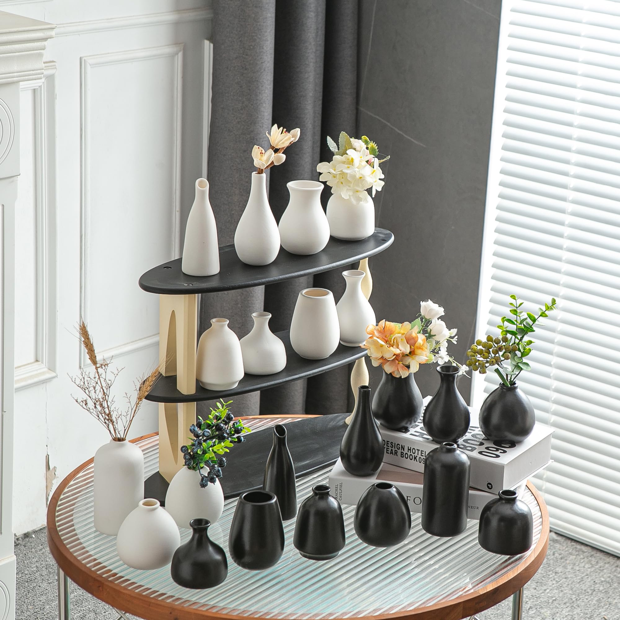 JOJUNO white bud vases are durable ceramic pieces for everyday display.