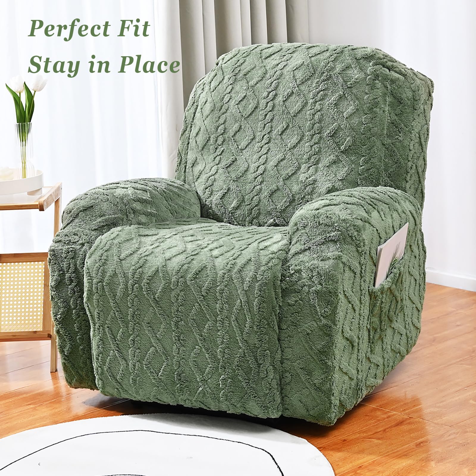 JOKIVTOU recliner cover side pocket detail keeps remote close.
