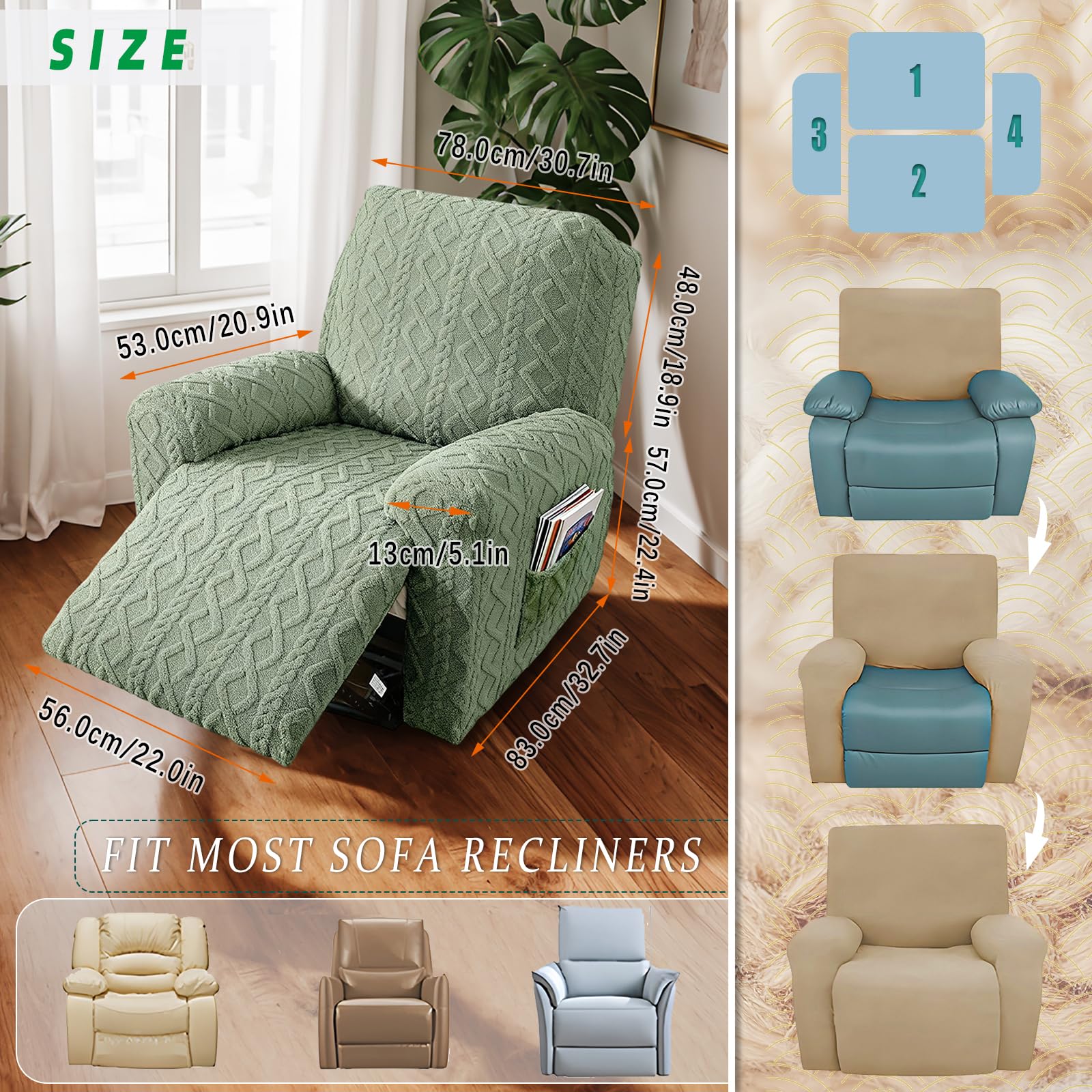 JOKIVTOU washable recliner cover ready for cold-water cleaning.