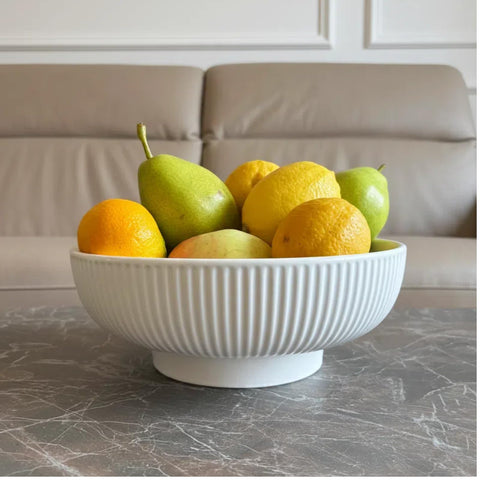 Large 10.5-inch diameter holds fruit, snacks, or small accessories.