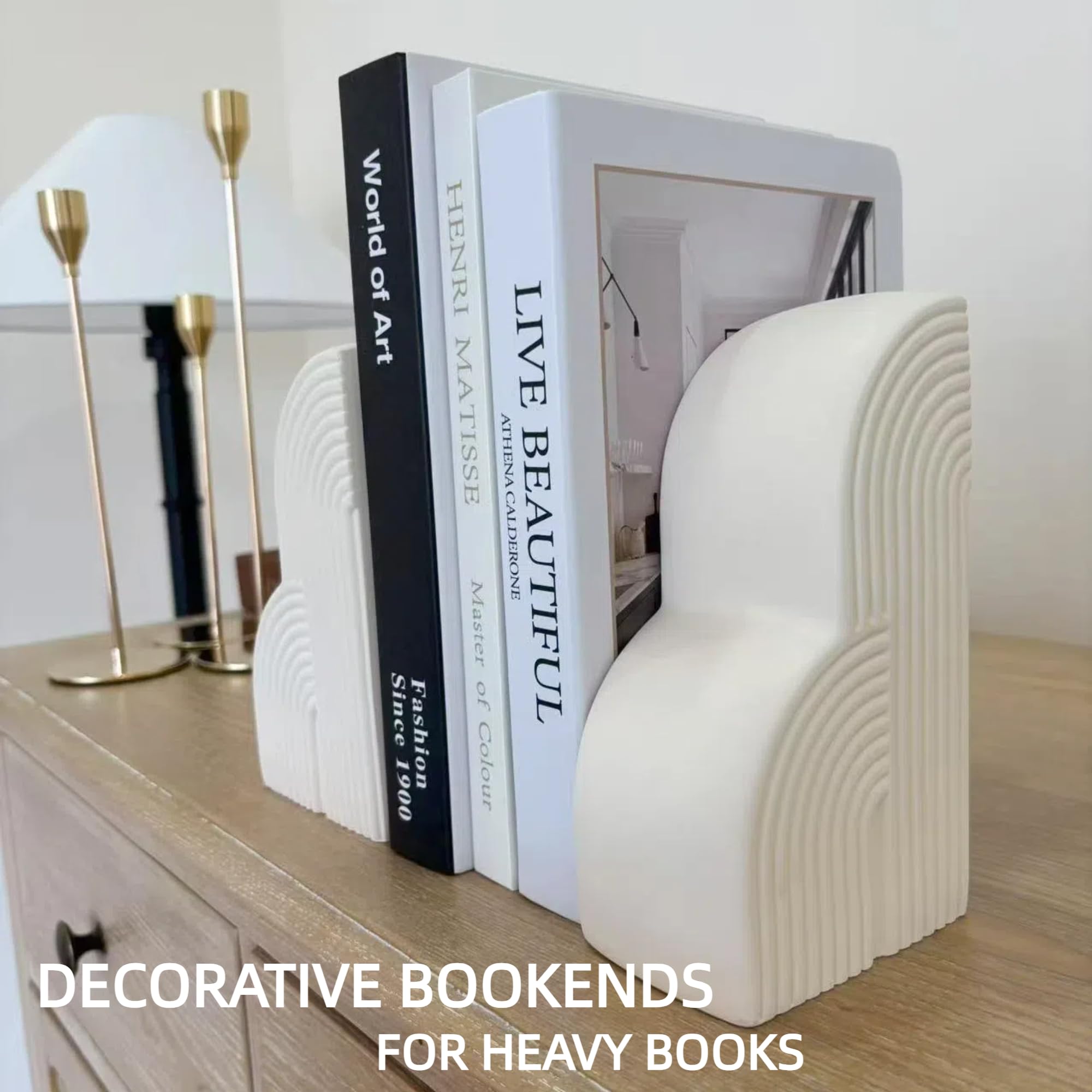 JolieJulie rainbow-shaped bookends brighten shelves with boho charm.