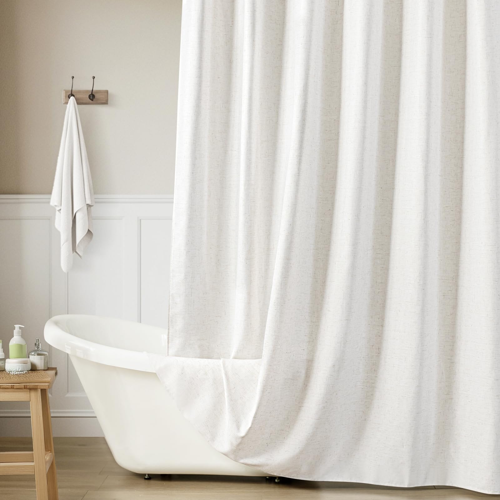 Jolilight bathroom scene shows bright, inviting space with linen texture.