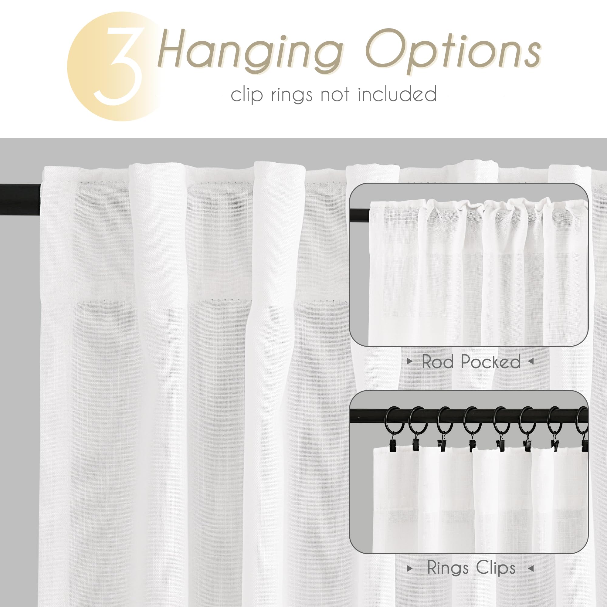 Jolilight light-filtering linen curtains diffuse daylight for a warm room glow.