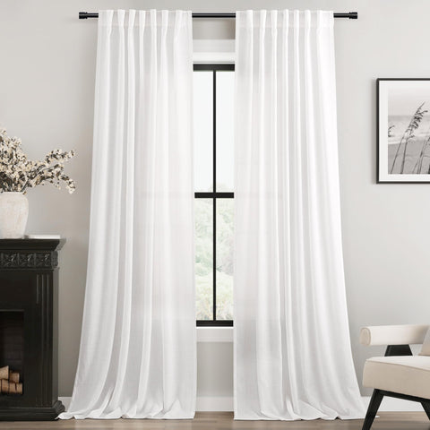 Jolilight white curtains with back-tab design for easy installation and soft pleats.