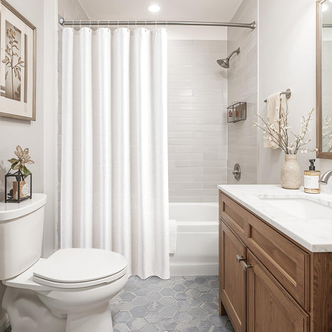Jolilight white linen curtain 72-inch hanging demonstrates neat, even drape.