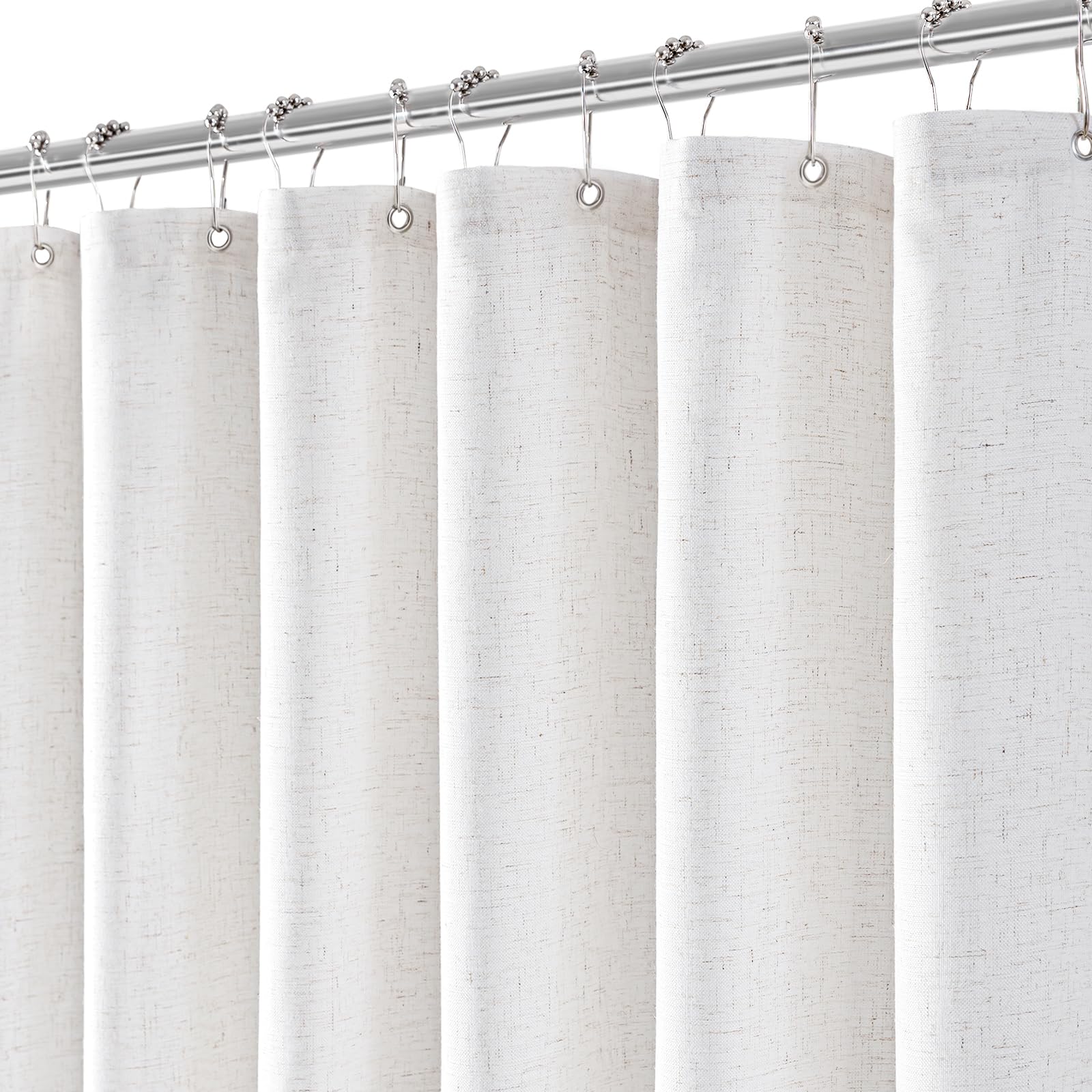 Jolilight white linen curtain close-up reveals natural weave for premium texture.