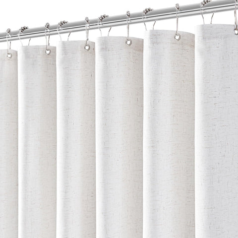 Jolilight white linen curtain close-up reveals natural weave for premium texture.