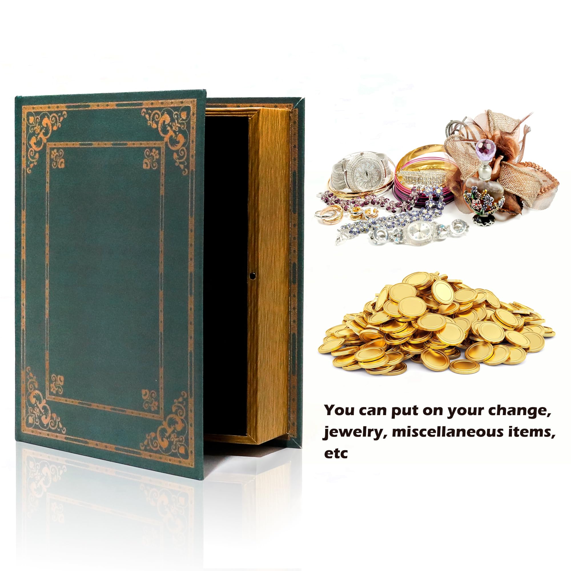 Jolitac vintage green book boxes hidden compartment for valuables