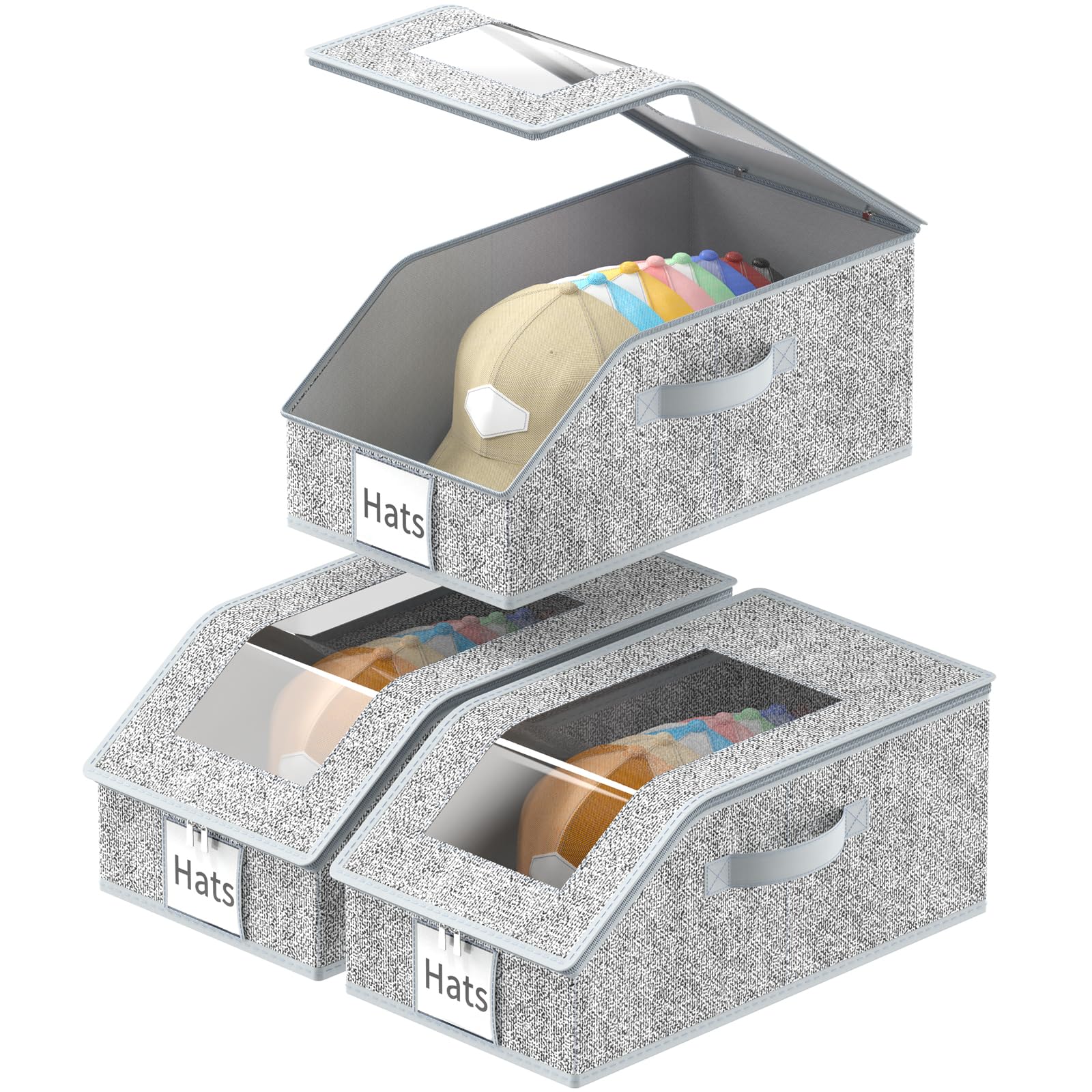 Jollcma 3-pack hat organizer with clear window for quick cap visibility.