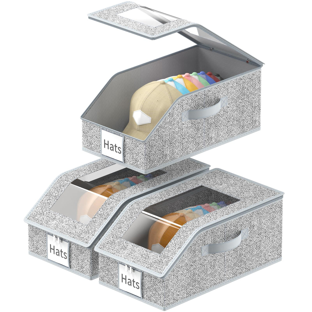 Jollcma 3-pack hat organizer with clear window for quick cap visibility.