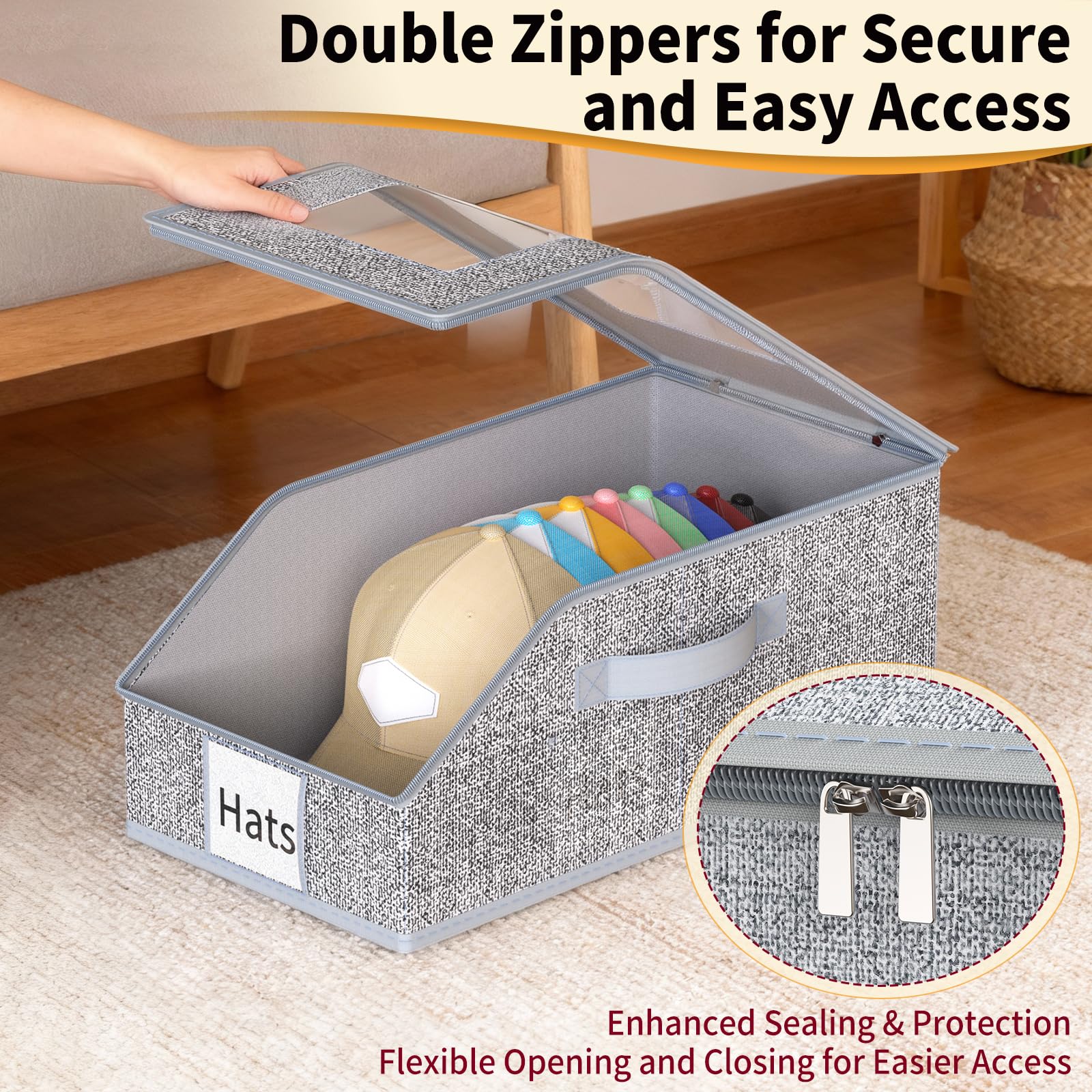 Jollcma reinforced cardboard base provides stable stacks in any closet.