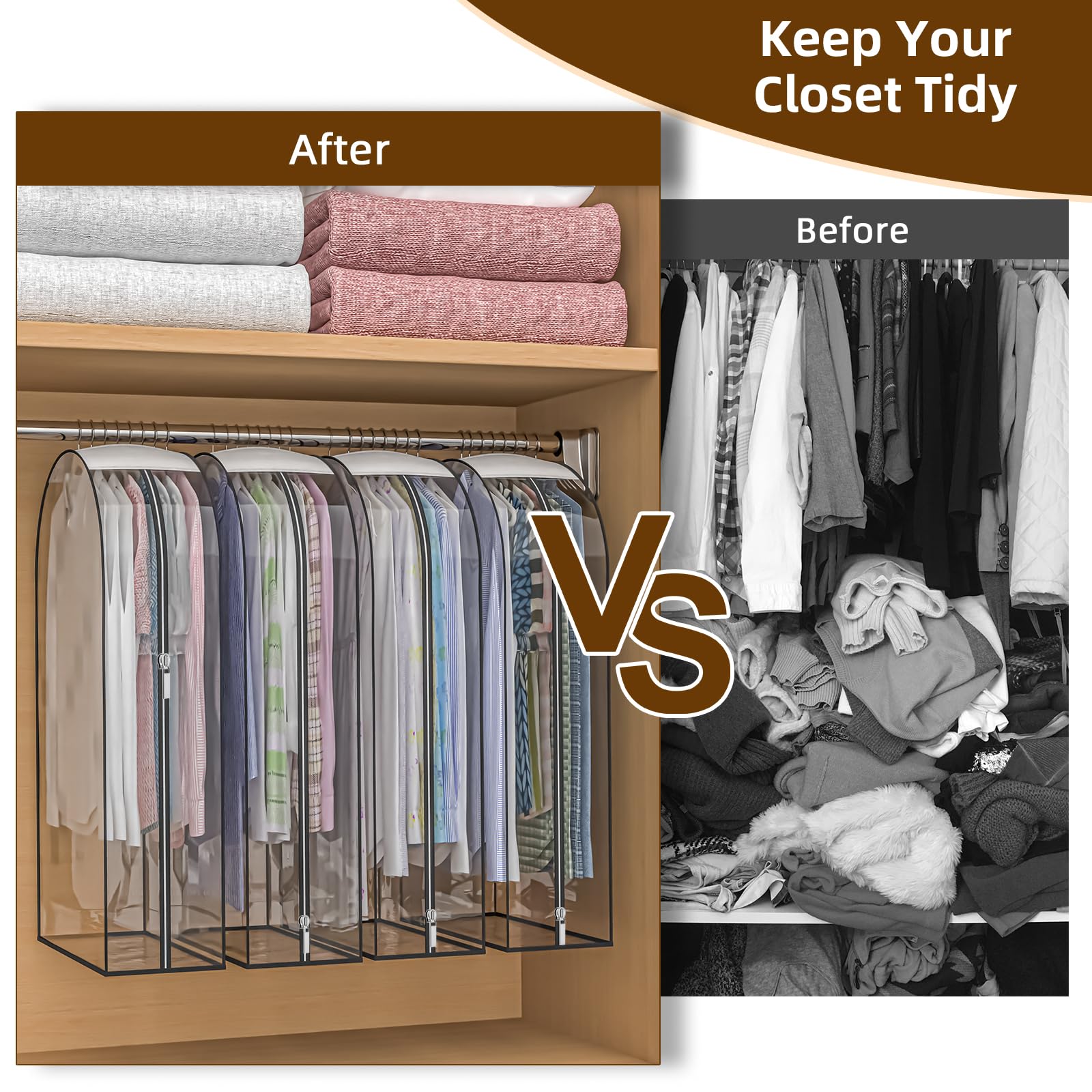 Jollygleam clear garment bags prevent dust on hanging clothes