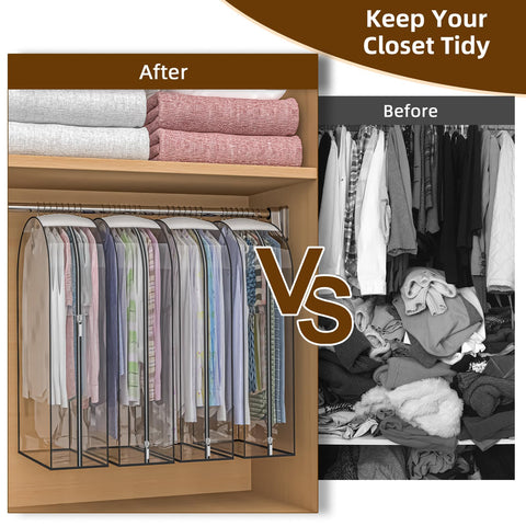 Jollygleam clear garment bags prevent dust on hanging clothes