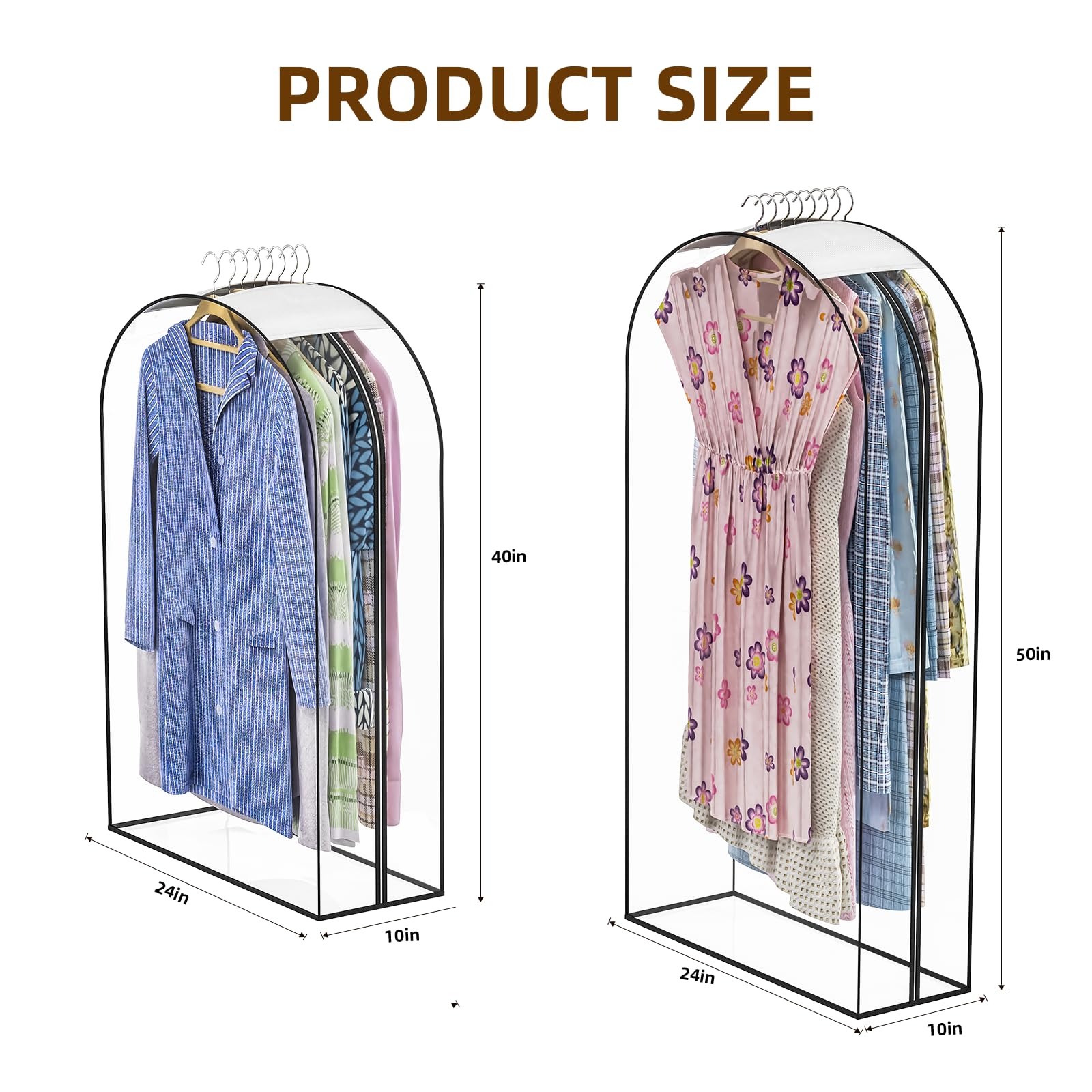 Jollygleam clear garment bag 50x24x10 for coats and dresses