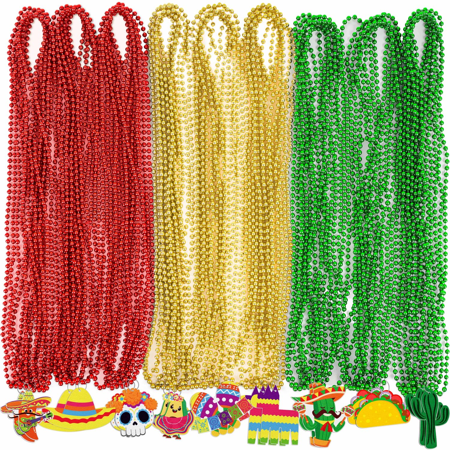Jollylife Cinco de Mayo beaded necklaces in festive colors for party décor.