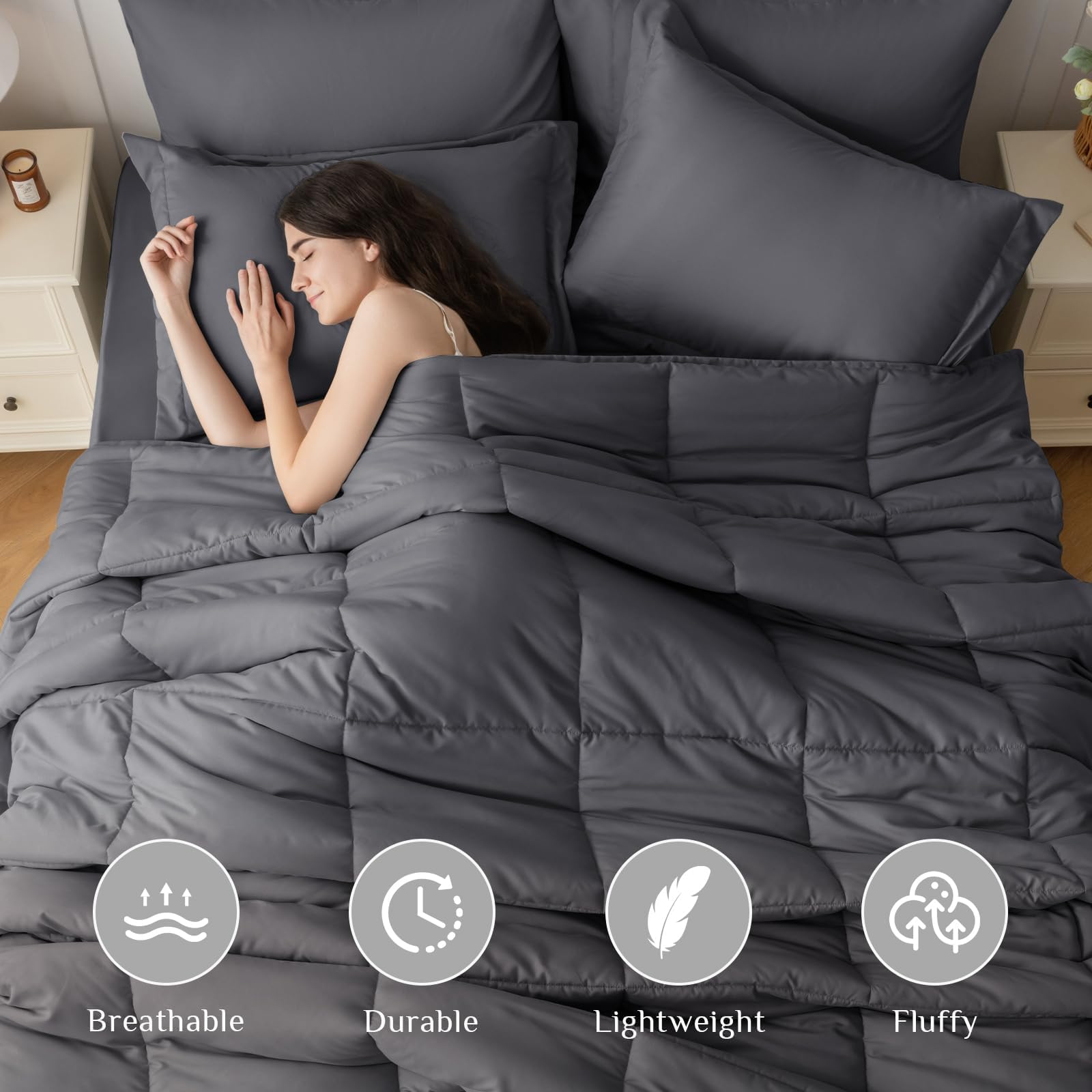 JOLLYVOGUE bed-in-a-bag seven-piece set ready for quick styling