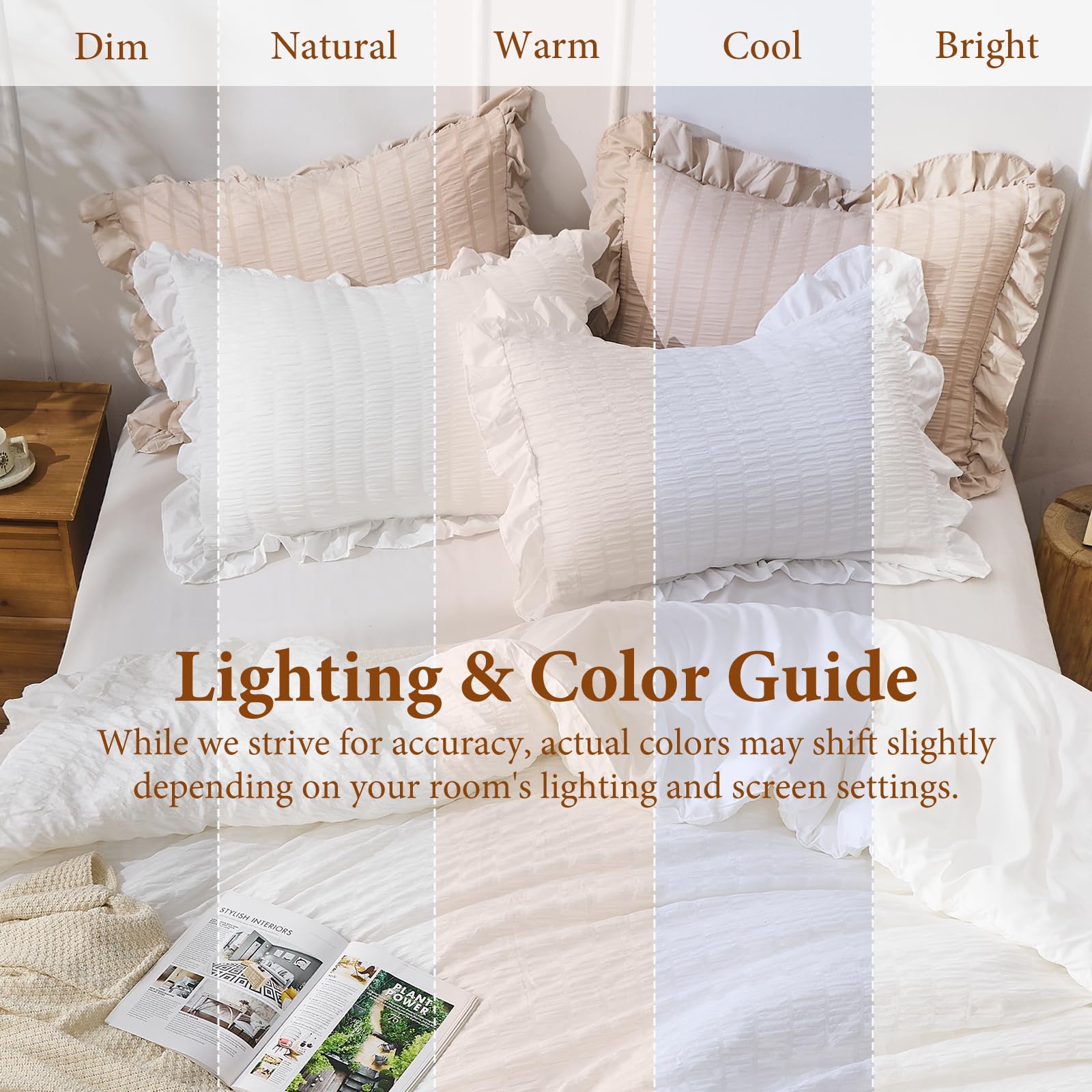 JOLLYVOGUE bedding setup adds timeless farmhouse charm to any room.