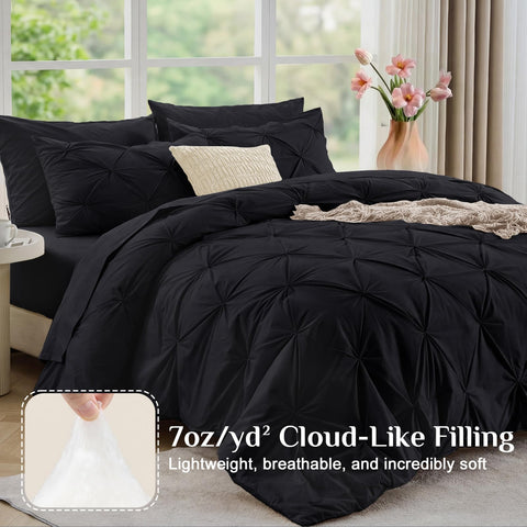 JOLLYVOGUE Black Queen comforter microfiber fabric feels soft and breathable.