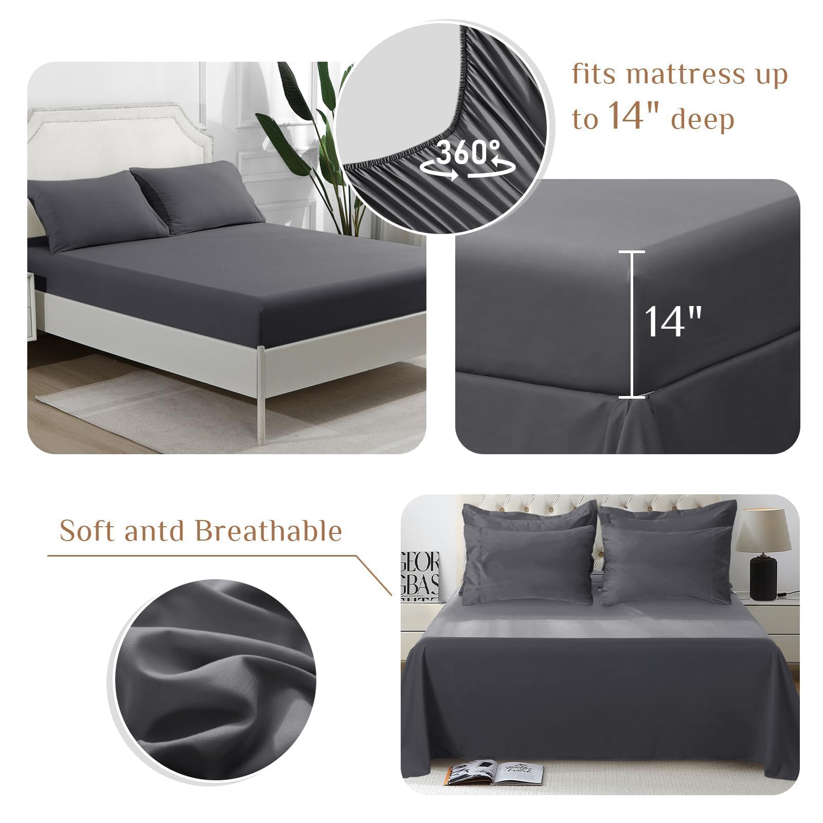 JOLLYVOGUE deep-pocket fitted sheet secures mattress snugly