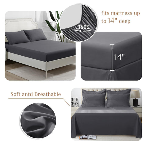 JOLLYVOGUE deep-pocket fitted sheet secures mattress snugly
