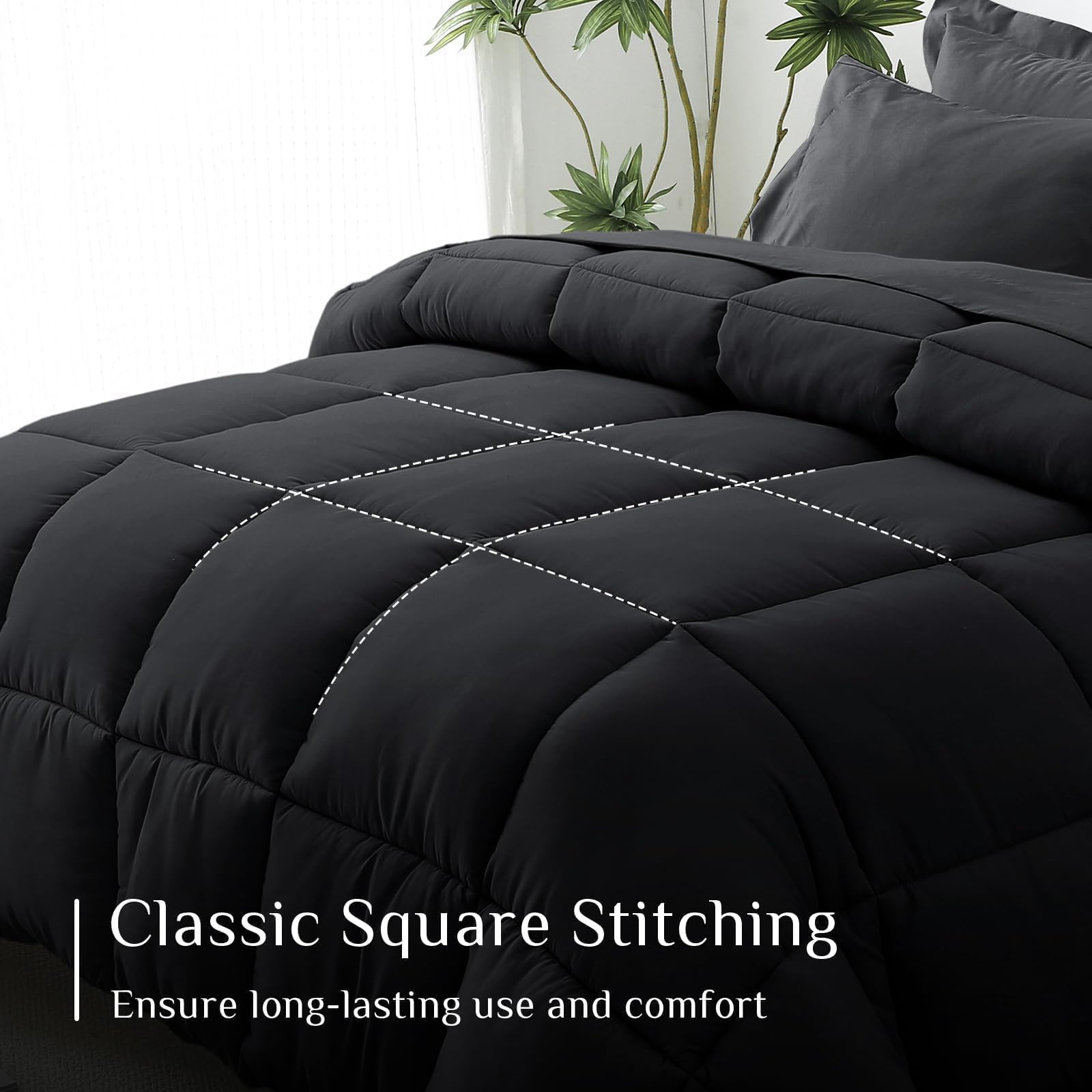 JOLLYVOGUE two shams paired with comforter, decorative contrast and cohesive look.