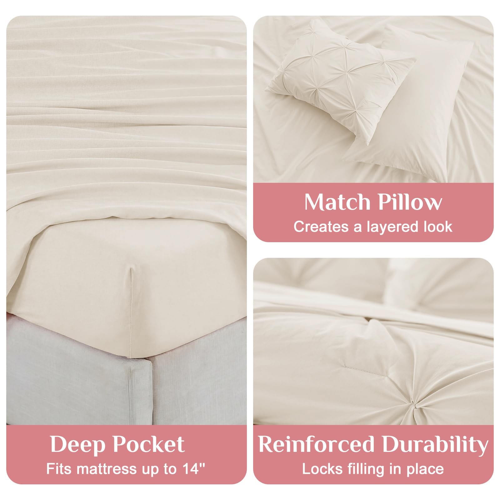 JOLLYVOGUE king flat sheet 108 by 102 inches in beige.