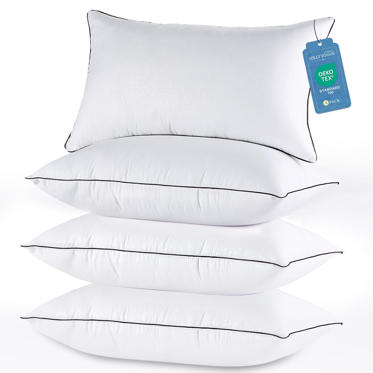 JOLLYVOGUE king-size pillows 4-pack provide plush support for side sleepers.
