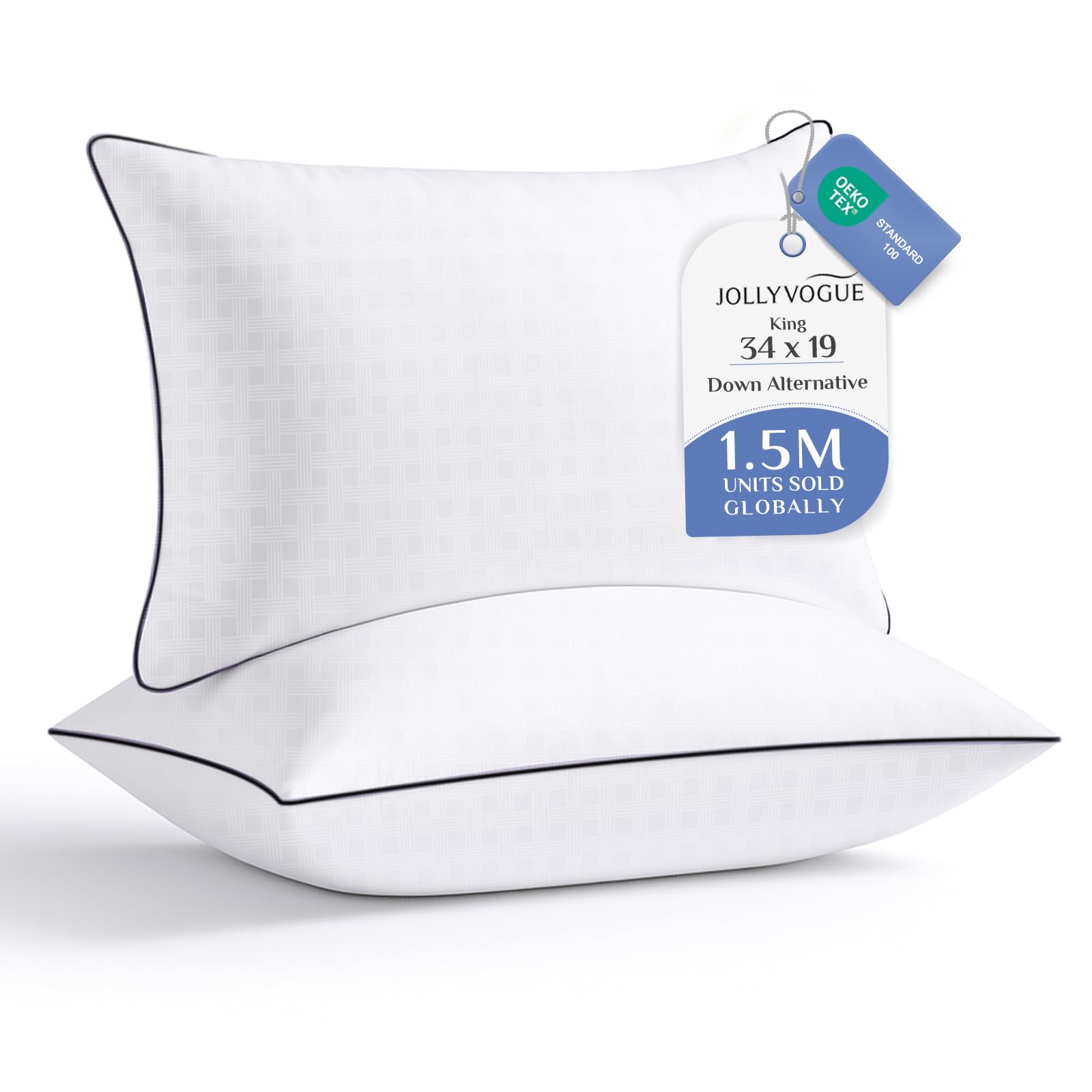 JOLLYVOGUE king-size pillows pack 2 add hotel-style comfort to your bed.