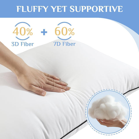 JOLLYVOGUE Pillows fill detail showing balanced support for back, side, and stomach sleepers.
