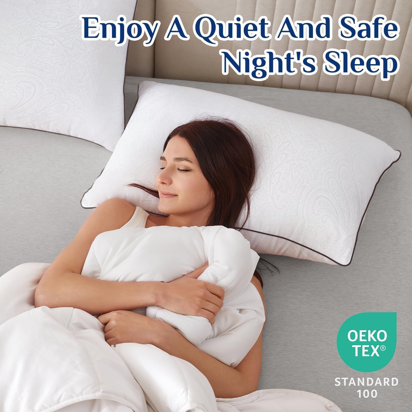 JOLLYVOGUE micro polyester filling keeps pillow fluffy and cozy.