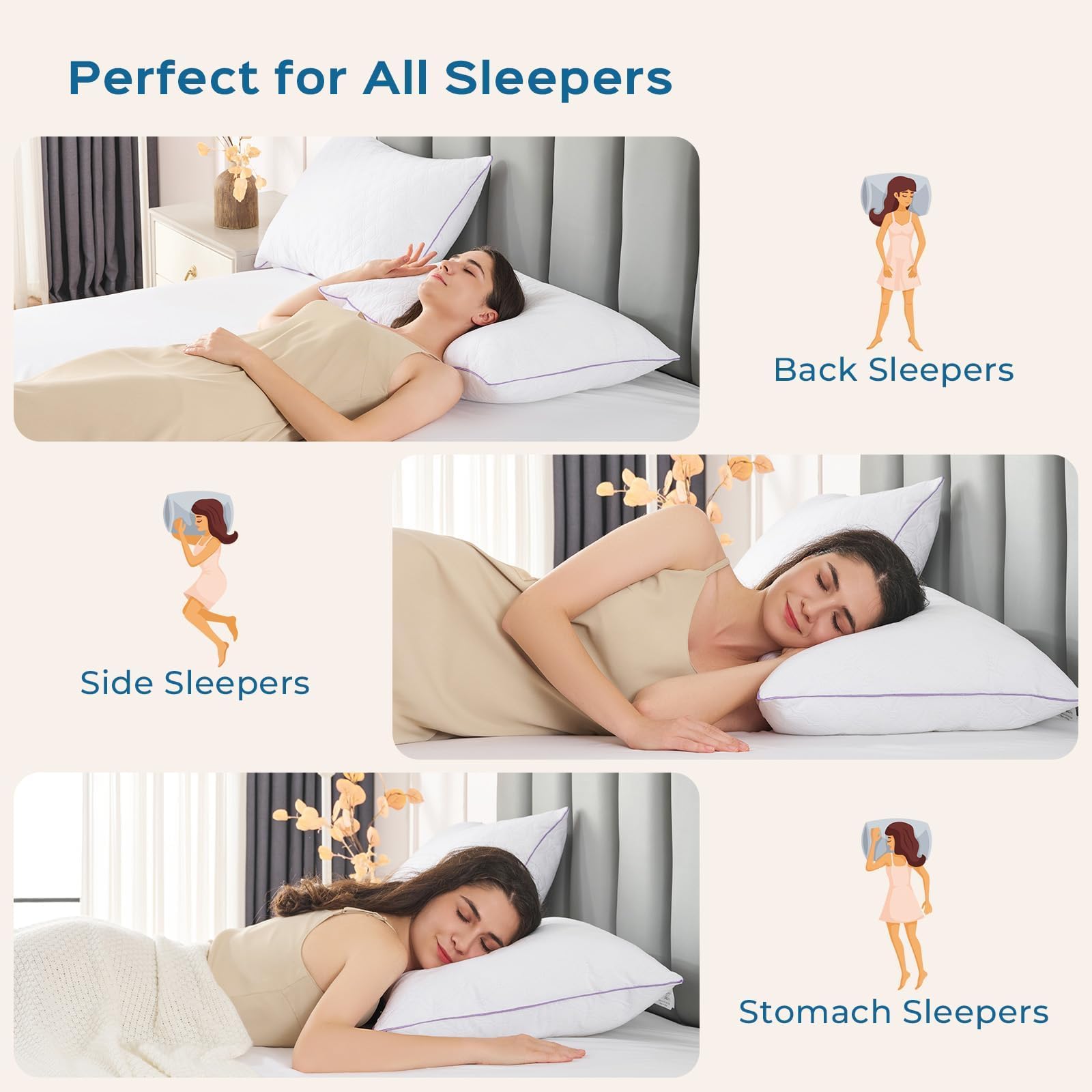 JOLLYVOGUE queen 4-pack 28x20 dimensions shown for an ideal fit.