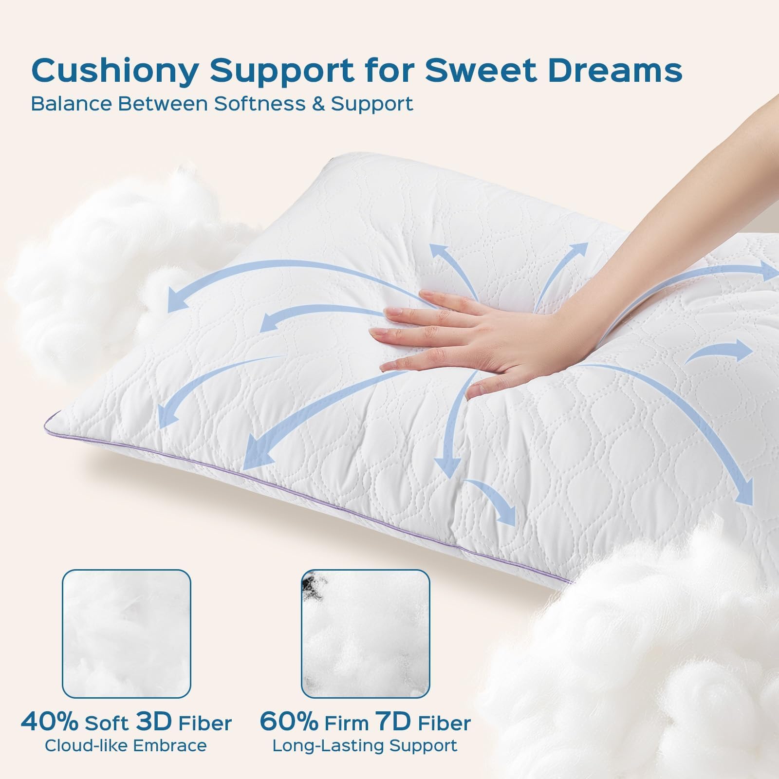 JOLLYVOGUE queen 4-pack dual-sided quilting highlights airflow and cushioned support.