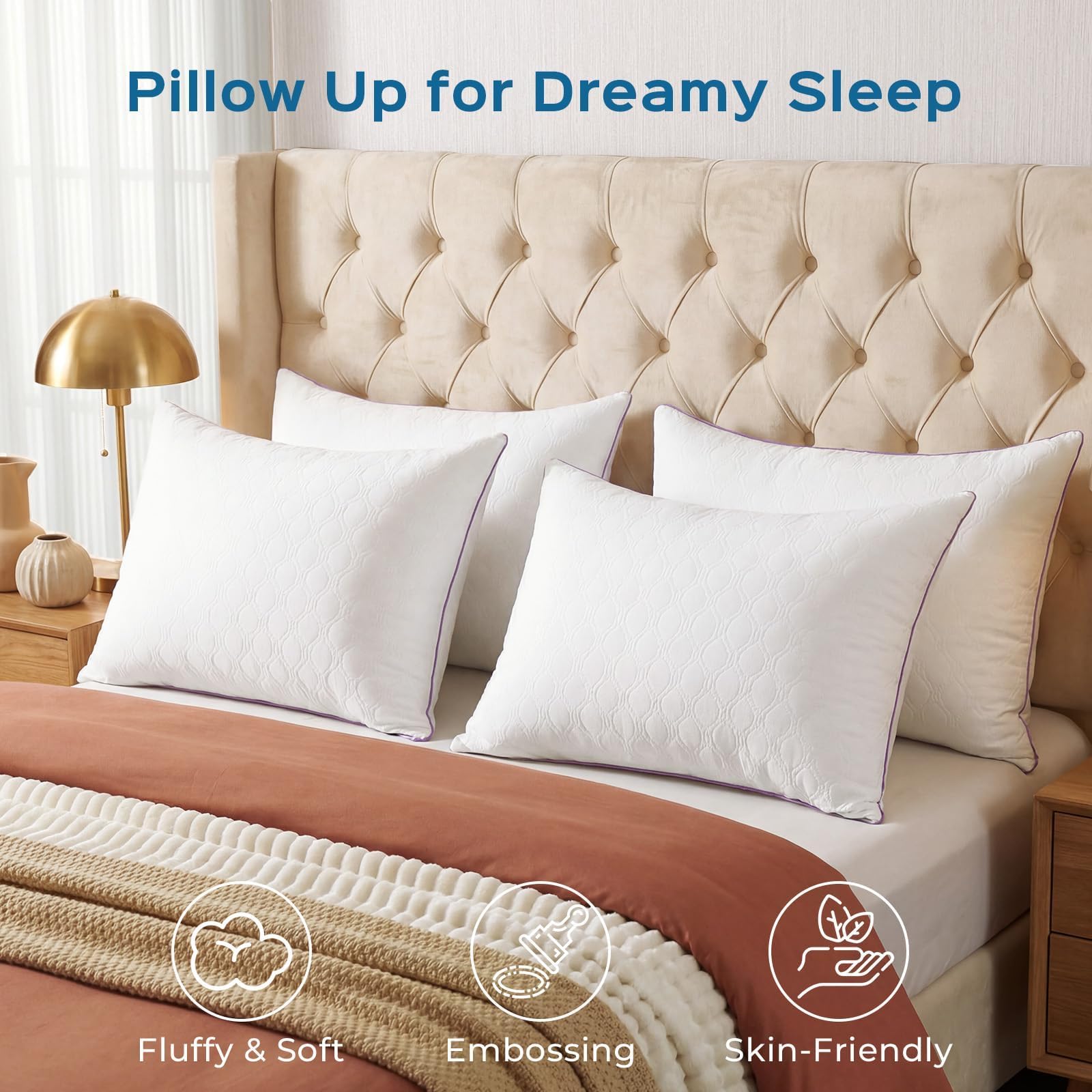 JOLLYVOGUE queen 4-pack side-sleep posture promotes neck alignment.