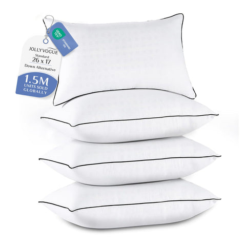 JOLLYVOGUE Pillows set of 4 on a bed, hotel-quality comfort for guests.