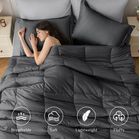 JOLLYVOGUE queen comforter grid quilting prevents fill shifting.