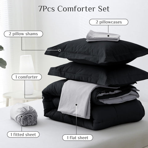 JOLLYVOGUE Queen Comforter Set envelope pillowcase keeps pillow in place.