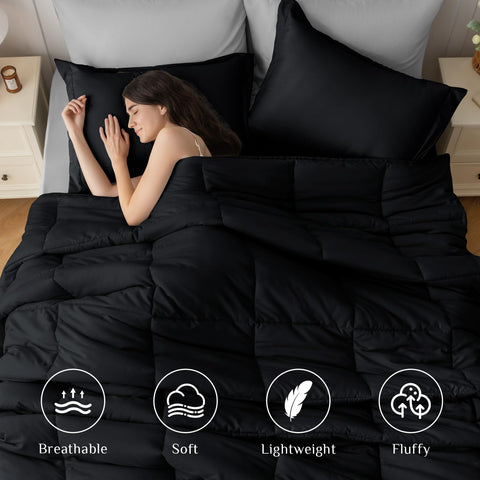 JOLLYVOGUE Queen Comforter Set fabric closeup shows soft microfiber texture.