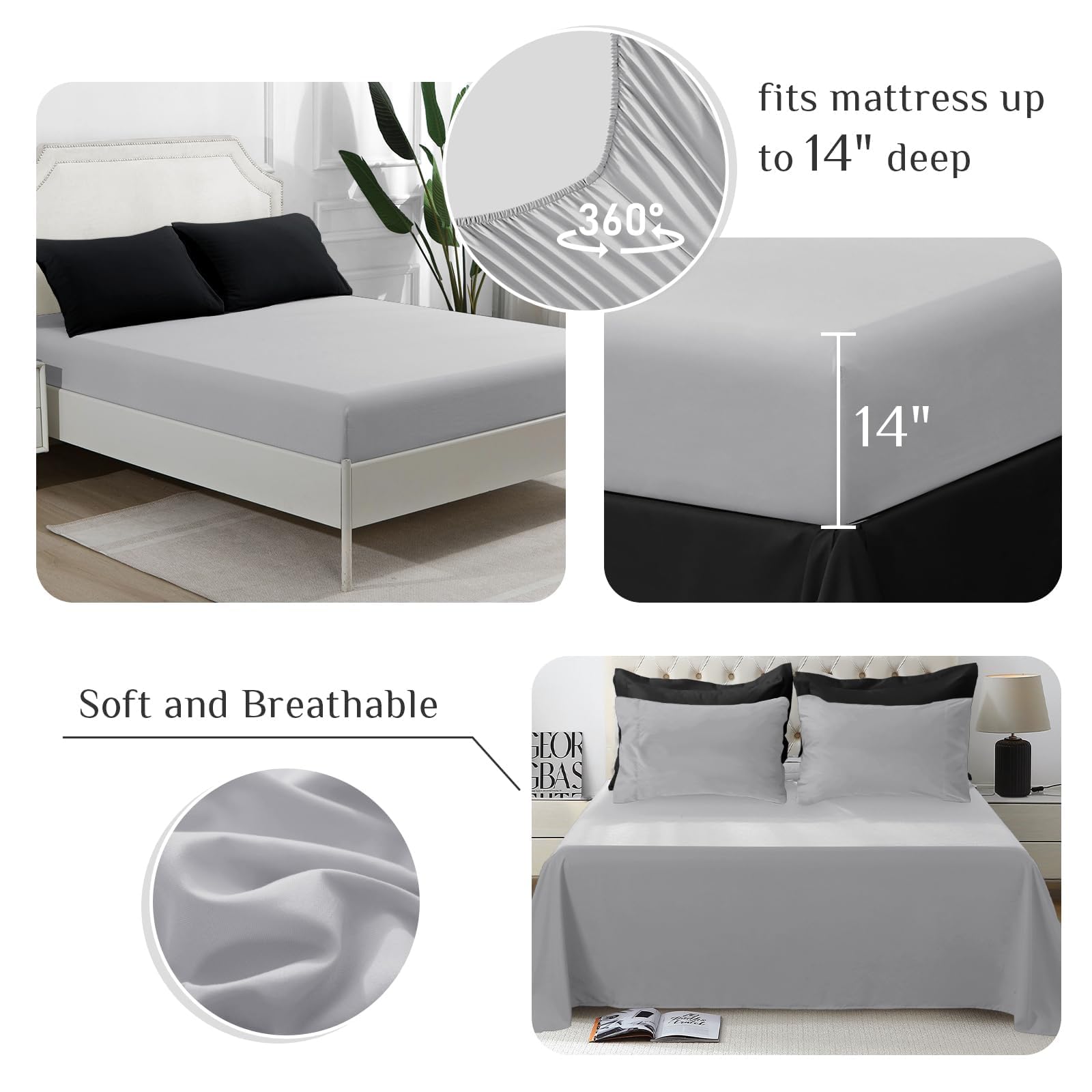 JOLLYVOGUE Queen Comforter Set fitted sheet elastic demonstrates secure deep-pocket fit.