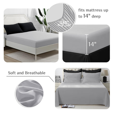 JOLLYVOGUE Queen Comforter Set fitted sheet elastic demonstrates secure deep-pocket fit.
