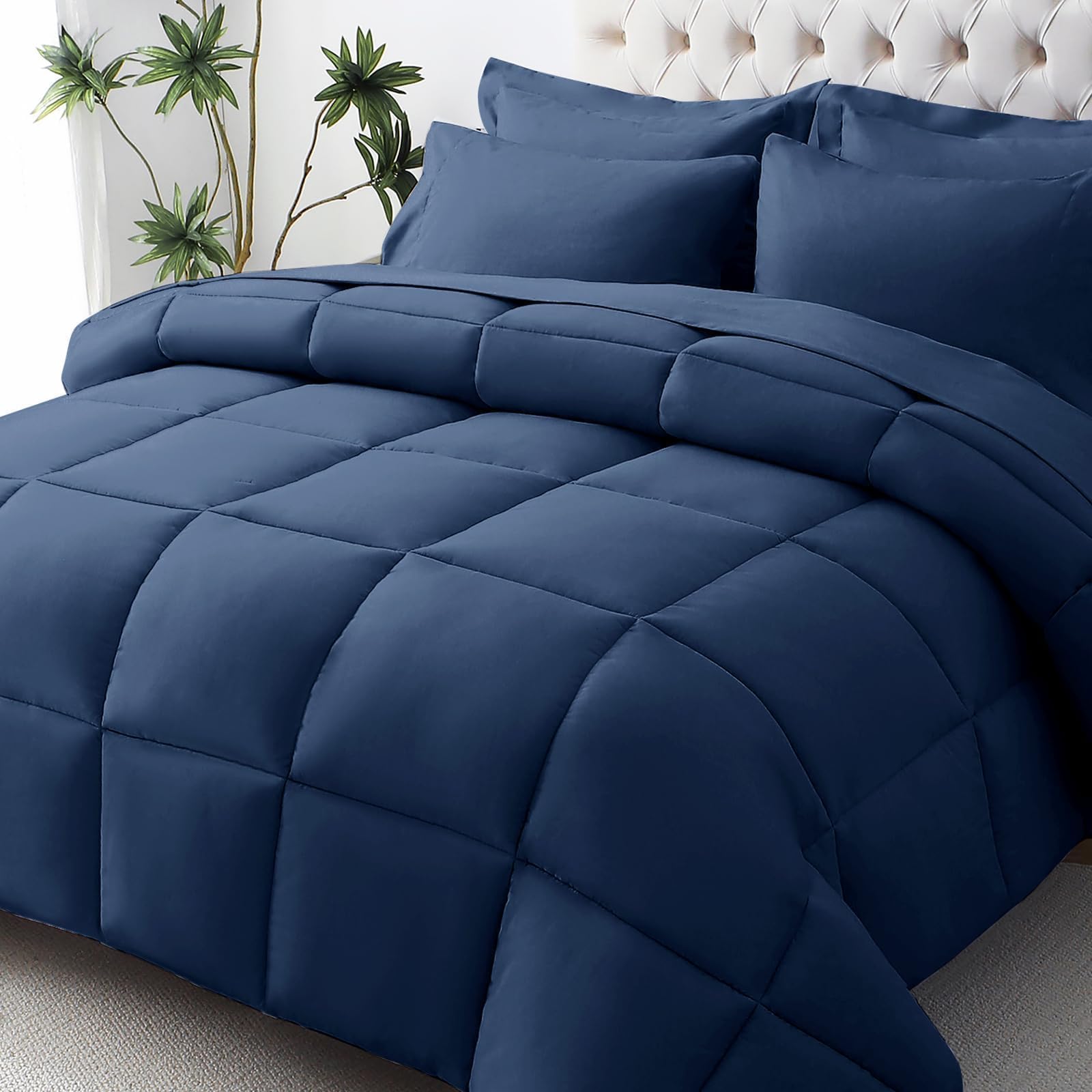 JOLLYVOGUE Queen Comforter Set navy color adds cozy style to your bed