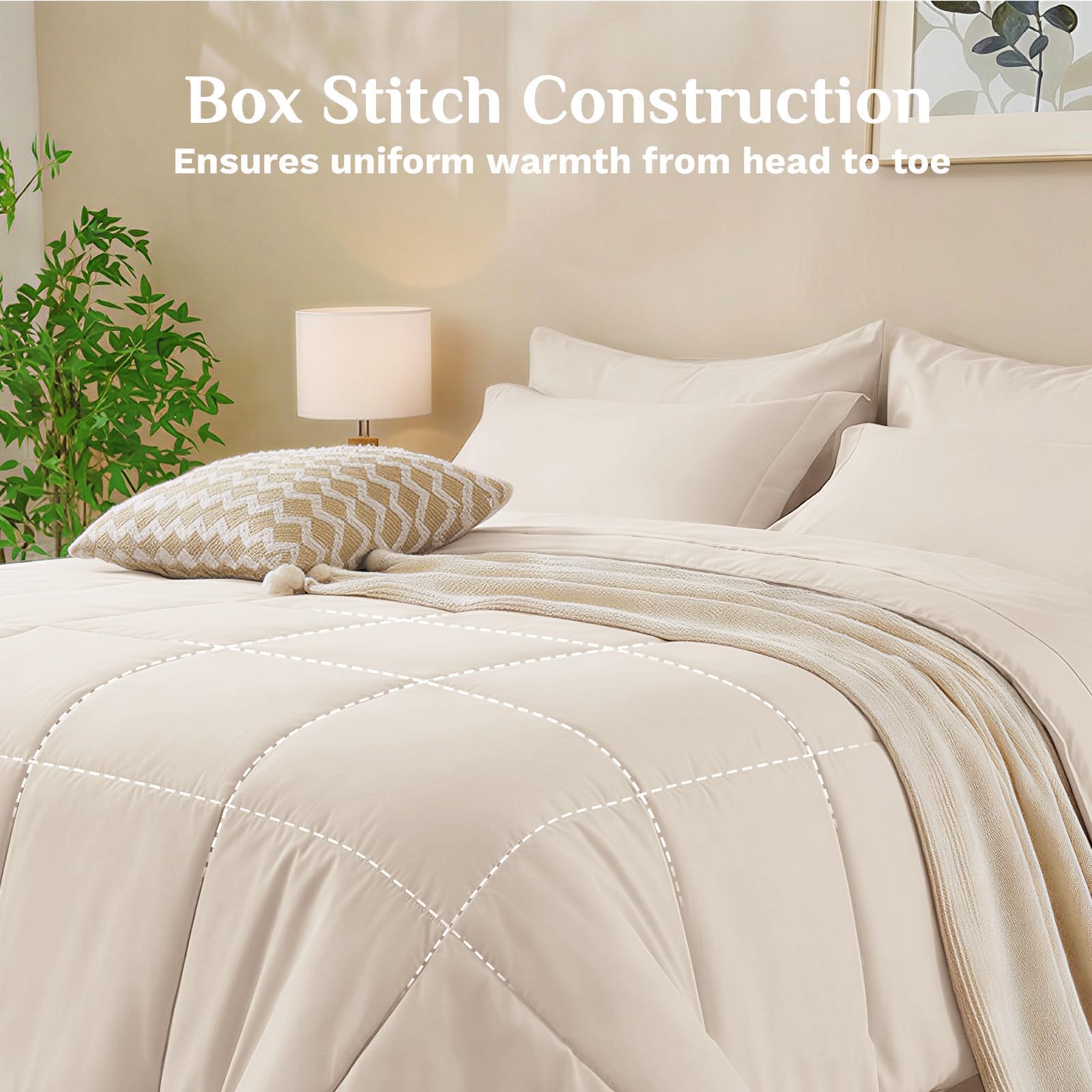 JOLLYVOGUE Queen fitted sheet with deep pocket fits 10-14 inch mattresses