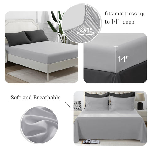 JOLLYVOGUE queen fitted sheet with deep 10-14 inch pocket for secure fit.